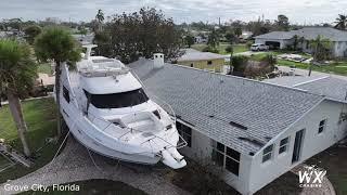 Hurricane Milton devastates the Manasota Key and Grove City, Florida - Drone