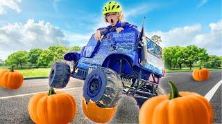 Halloween Monster Truck Kids Play Race and Smash Pretend Play