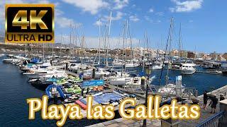 TENERIFE | Las Galletas Beach  Port & Promenade 2021 | Walking Tour [4K]