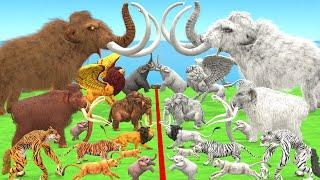 Prehistoric Mammals vs White(Albino) Mammals Itself vs White Mammoth vs Woolly Mammoth Animal Epic