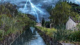 Thunderstorm & Rain in French Village | Sleep, Relax, Study