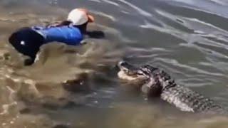 Florida lady jumps into alligator infested pond 