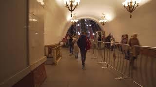 Russia, Moscow, Арба́тская (Arbatskaya) metro station, 2X escalator