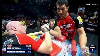 Todd Hutchings vs Kydirgaly Ongarbaev 3-0. Armwrestling