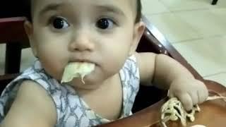 Cute Baby girl #eating bread