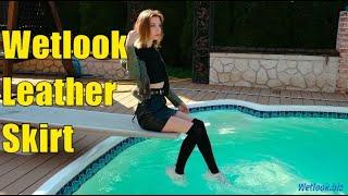 Wetlook leather skirt | Wetlook high socks | Wetlook swim Girl