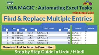 VBA Code to Find & Replace Multiple Values with One Click | Excel VBA Projects #excel  #excelsteps