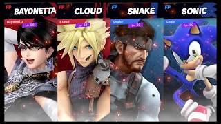 Super Smash Bros Ultimate Amiibo Fights   Request #10203 Bayonetta & Cloud vs Snake & Sonic