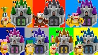 All the Koopaling Castles in New Super Mario Bros Wii - LEGO Mario vs Original GAMEPLAY