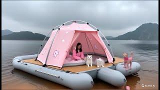 Immersive water camping overnight version 2.0  Girls drift on the water for a day