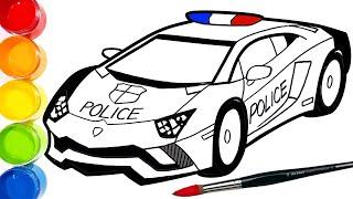 Draw a Police Car Lamborghini Patrol Car . Simple Drawing and Coloring Pages | Tim Tim TV