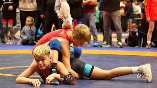 U13 Albert Pikulskiy (IRL) vs Fernando Jimeno (USA) 42kg. Freestyle boys wrestling. B-cam-man