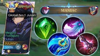 MANIAC! JULIAN INSANE DAMAGE BUILD 2024! (julian best build 2024) - Mobile Legends