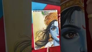 Krishna portrait painting by poster colour | Krishna half face drawing #painting #artist  #art