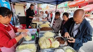 Rural Food Market in Xi’an, China Shaanxi Delicacies  Roujiamo Hot Rice Noodles Honey Zongzi