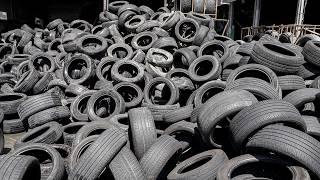 Amazing Process of making Fuel with Old Tires. Tire recycling Factory in Korea