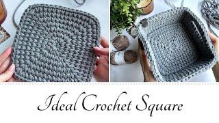 An Ideal Crochet Square |  How to Crochet a Square Bottom for Basket Without Seam