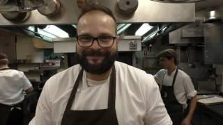 Santos prepares a mandarin dessert at the Michelin star Belcanto