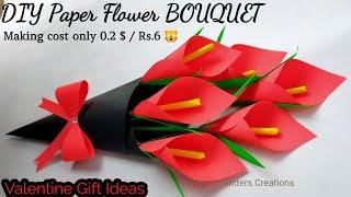 DIY Paper Flower BOUQUET/ Birthday gift ideas/Flower Bouquet making at Homemade Easy Craft (Cute)