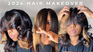 Curtain Bangs At Home-Curl your hair in under 5 minutes-Silk Press Tutorial !