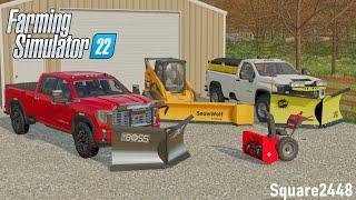 Prepping For Winter! Putting Plows & Salters On Trucks! | FS22 Landscaping