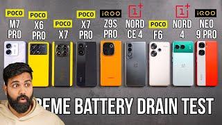 Poco X7 Pro / F6 / X7 / X6 Pro / iQOO Neo 9 Pro / Z9s Pro / Nord 4 / M7 Pro Battery Drain Test