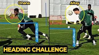 Andre Onana's funny reaction on his challenge with Altay Bayindir in final training ahead Brentford