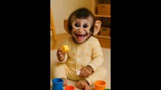 This baby monkey’s smile is pure sunshine! ️ Too cute to resist!
