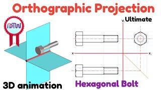 How to Draw a Hexagonal Bolt: Orthographic Projection Tutorial