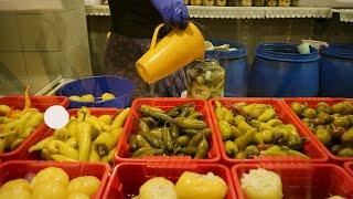 Amazing  Hungarian Pickles on the market in Budapest!!! Central Market Hall in Budapest