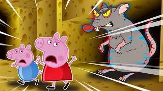 Peppa Pig & Baby George ESCAPE GIANT RAT in Cheese Escape! (Roblox)