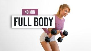 40 MIN FULL BODY HIIT BURN (Intermediate) - With Weights - Home Workout to make you sweat 