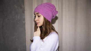 ШАПКА ЖЕНСКАЯ  БИНИ спицами узор КЛОКЕ МК видео KNIT WOMENS BINI knitting