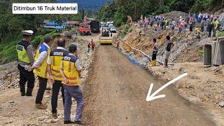 Batu Jomba becomes very flat, today PUPR stockpiled material in more than 16 dump trucks