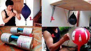 4 Awesome Homemade Double-End Bag. Dumbbell. Speed Bag. Standing Punching Bag.