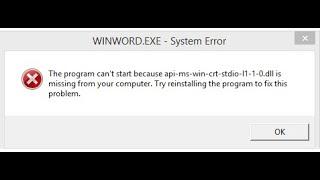 Solución Falta API-Ms-Win-Crt-Stdio-l1-1-0.Dll en el Equipo Windows 10/11 [Tutorial]