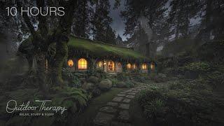 Safe in the Shire | Thunderstorm Outside the Hobbit House | 10 Hours of Rain & Thunder Ambience