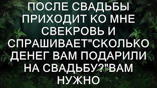 После свадьбы приходит ко мне свекровь и спрашивает"Сколько денег вам подарили на свадьбу?"Вам нуж