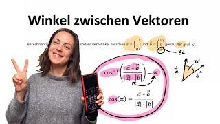 Achtung, schwierig! Berechne u, sodass der Winkel zwischen den zwei Vektoren 45 Grad groß ist!