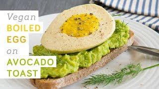 Vegan boiled egg on avocado toast - made from all natural ingredients