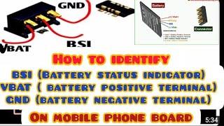 How to identify  BSI, positive and negative terminals on mobile phone board part 1 || DE GREAT TECH