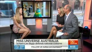 Ch7 Sunrise Miss Universe Australia Scherri-Lee in Sylvia Lee dresses