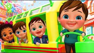 Wheels on the Bus Go Round and Round l Banana Cartoon Preschool Nursery Rhymes & Kids Songs