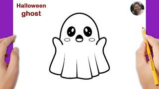 How to draw a cute ghost easy | Halloween Drawing