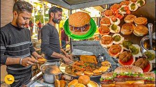 Most Unique Pav Bhaji Wala Burger Bulk Making In Saharanpur Rs. 25/- Only l Saharanpur Street Food