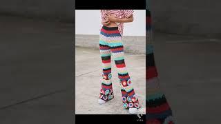 pant design #crochet #woolen #crochetdesign #shortvideo #design #pant #bellbottom #ladiespant