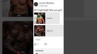UFC Who You Got from last week #ufc #ufcatlanta #ufcpicks #ufcbets #betting #whoyougot
