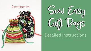 Sew Easy GIFT BAG - Detailed Instructions. Holiday. Birthday. Free Pattern! Quick & fast. Beginner.