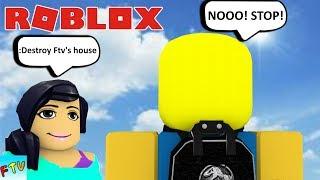 SHE DESTROYED MY MINECRAFT HOUSE IN ROBLOX!!!