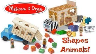 Melissa and Doug toys shape and animal rescue shape sorting truck compilation